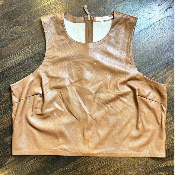 Good American | Better Than Leather Shell Crop Tank Burnt Caramel Size 5 2XL - Picture 8 of 9